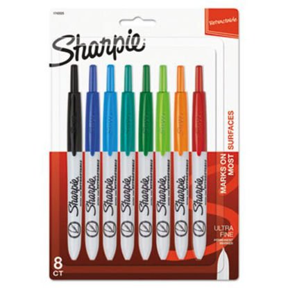 Picture of Retractable Permanent Marker, Extra-Fine Needle Tip, Assorted Colors, 8/SetSAN-1742025