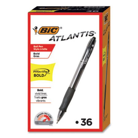 Picture of Velocity Ballpoint Pen Value Pack, Retractable, Atlantis Bold 1.6 mm, Black Ink, Black Barrel, 36/PackBIC-VLGB361BK