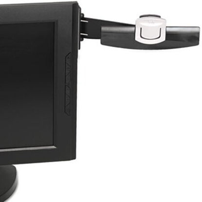 Picture of Swing Arm Copyholder, Adhesive Monitor Mount, Plastic, 30 Sheet Capacity, BlackMMM-DH240MB