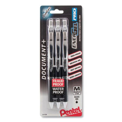 Picture of EnerGel PRO Gel Pen, Retractable, Medium 0.7 mm, Black Ink, Black Barrel, 3/PackPEN-BLP77BP3A
