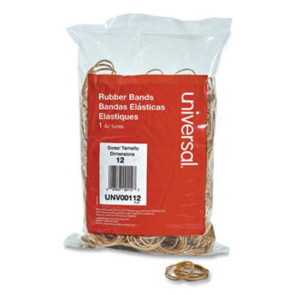 Picture of Rubber Bands, Size 12, 0.04" Gauge, Beige, 1 lb Box, 2,500/PackUNV-00112
