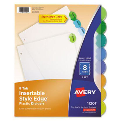 Picture of Insertable Style Edge Tab Plastic Dividers, 8-Tab, 11 x 8.5, Translucent, 1 SetAVE-11201