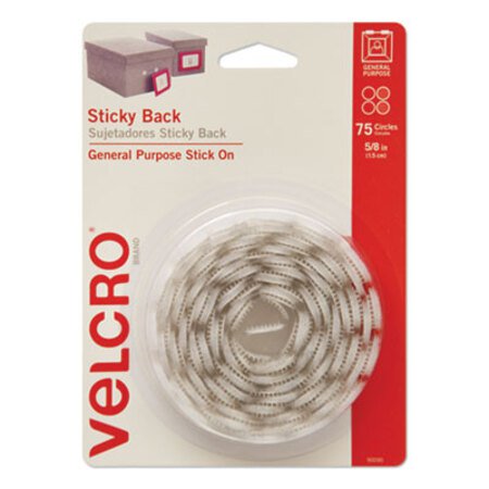 Picture of Sticky-Back Fasteners, Removable Adhesive, 0.63" dia, White, 75/PackVEK-90090