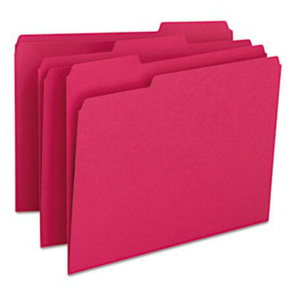 Picture of Colored File Folders, 1/3-Cut Tabs, Letter Size, Red, 100/BoxSMD-12743