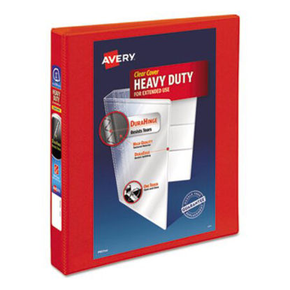 Picture of Heavy-Duty View Binder with DuraHinge and One Touch EZD Rings, 3 Rings, 1" Capacity, 11 x 8.5, RedAVE-79170