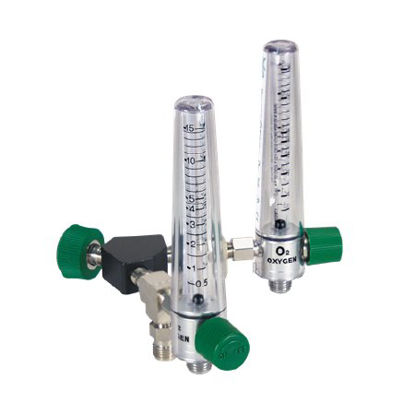Picture of Precision Medical® Oxygen Flowmeter Adjustable 0 - 15 LPM Y Block Assembly Puritan Bennett AdapterY8MFA1008