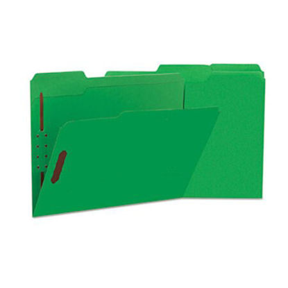 Picture of Deluxe Reinforced Top Tab Folders with Two Fasteners, 1/3-Cut Tabs, Letter Size, Green, 50/BoxUNV-13522