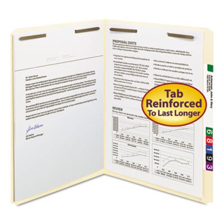 Picture of Top Tab 2-Fastener Folders, Straight Tab, Letter Size, 11 pt. Manila, 50/BoxSMD-14513