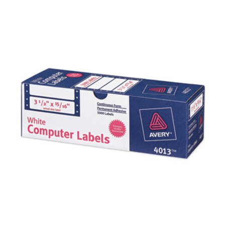 Picture of Dot Matrix Printer Mailing Labels, Pin-Fed Printers, 0.94 x 3.5, White, 5,000/BoxAVE-4013