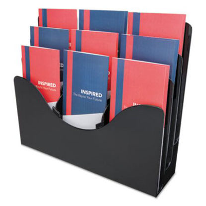 Picture of 3-Tier Document Organizer w/6 Removable Dividers, 13.38w x 3.5d x 11.5h, BlackDEF-47634