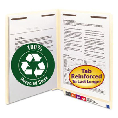 Picture of 100% Recycled Manila End Tab Folders with Two Fasteners, Straight Tab, Letter Size, 50/BoxSMD-34160