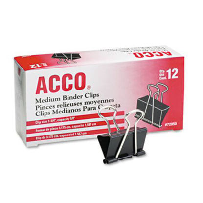 Picture of Binder Clips, Medium, Black/Silver, DozenACC-72050