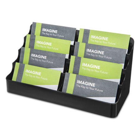 Picture of 8-Tier Recycled Business Card Holder, Holds 400 Cards, 7.88 x 3.88 x 3.38, Plastic, BlackDEF-90804