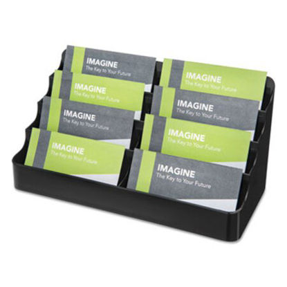 Picture of 8-Tier Recycled Business Card Holder, Holds 400 Cards, 7.88 x 3.88 x 3.38, Plastic, BlackDEF-90804