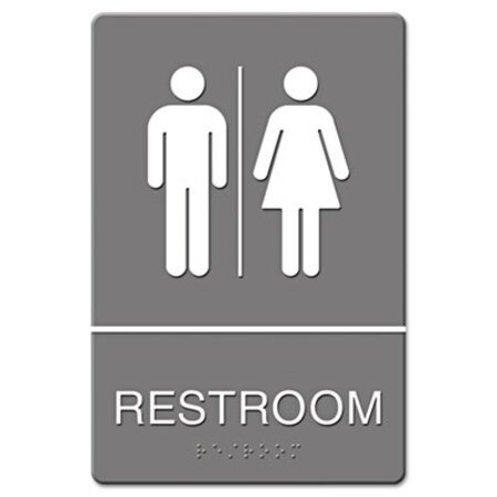 Picture of ADA Sign, Restroom Symbol Tactile Graphic, Molded Plastic, 6 x 9, GrayUSS-4812