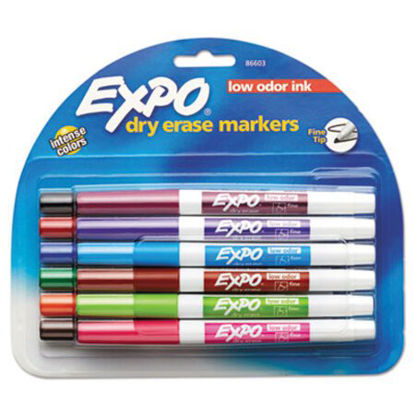 Picture of Low-Odor Dry-Erase Marker, Fine Bullet Tip, Assorted Colors, 12/SetSAN-86603