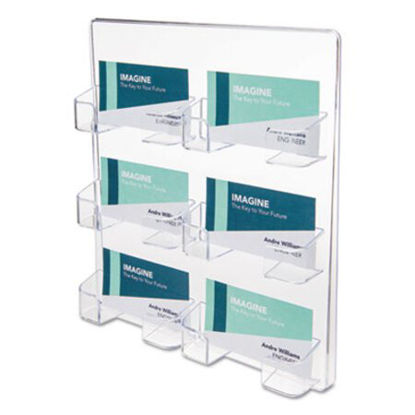 Picture of 6-Pocket Business Card Holder, Holds 480 Cards, 8.5 x 1.63 x 9.75, Plastic, ClearDEF-70601