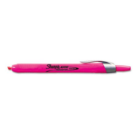 Picture of Retractable Highlighters, Fluorescent Pink Ink, Chisel Tip, Pink/Black Barrel, DozenSAN-28029