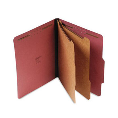 Picture of Six--Section Pressboard Classification Folders, 2 Dividers, Letter Size, Red, 10/BoxUNV-10270