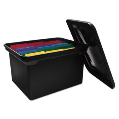 Picture of File Tote with Lid, Letter/Legal Files, 14.13" x 18" x 10.75", BlackAVT-34052