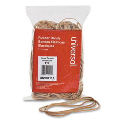 Picture of Rubber Bands, Size 117, 0.06" Gauge, Beige, 1 lb Box, 210/PackUNV-01117