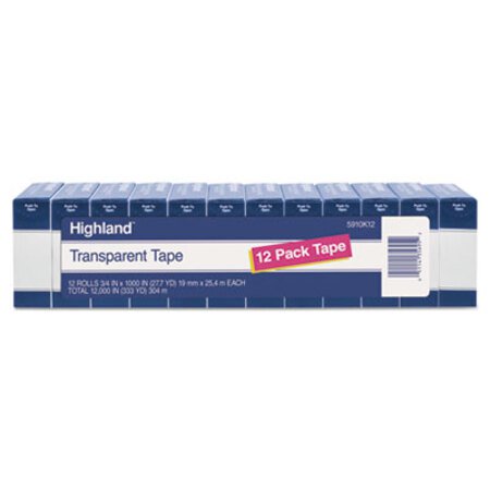 Picture of Transparent Tape, 1" Core, 0.75" x 83.33 ft, Clear, 12/PackMMM-5910K12