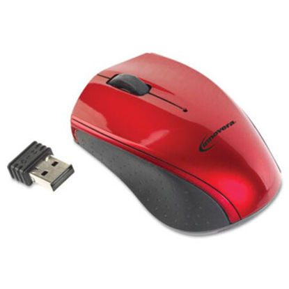 Picture of Mini Wireless Optical Mouse, 2.4 GHz Frequency/30 ft Wireless Range, Left/Right Hand Use, Red/BlackIVR-62204