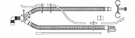 Picture of Ventilator Circuit Corrugated Tube 72 Inch Tube Dual Limb Adult Without Bag Single Patient Use1619