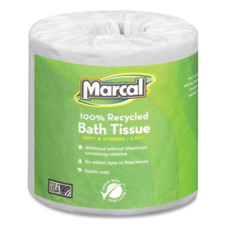 Picture of 100% Recycled Two-Ply Bath Tissue, Septic Safe, White, 330 Sheets/Roll, 48 Rolls/CartonMRC-6079