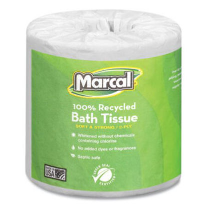 Picture of 100% Recycled Two-Ply Bath Tissue, Septic Safe, White, 330 Sheets/Roll, 48 Rolls/CartonMRC-6079