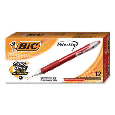 Picture of Velocity Ballpoint Pen, Retractable, Medium 1 mm, Red Ink, Translucent Red Barrel, DozenBIC-VLG11RD