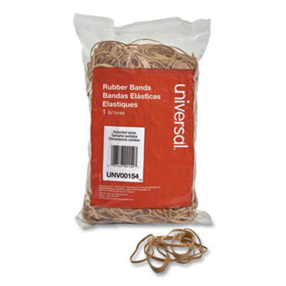 Picture of Rubber Bands, Size 54 (Assorted), Assorted Gauges, Beige, 1 lb BoxUNV-00154