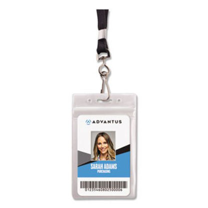Picture of Resealable ID Badge Holder, Lanyard, Vertical, 3.68 x 5, Clear, 20/PackAVT-91131