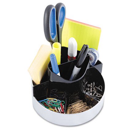 Picture of Rotating Desk Organizer, Plastic, 6 x 5 3/4 x 4 1/2, Black/SilverKTK-ORG620