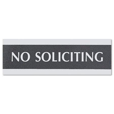 Picture of Century Series Office Sign, NO SOLICITING, 9 x 3, Black/SilverUSS-4758