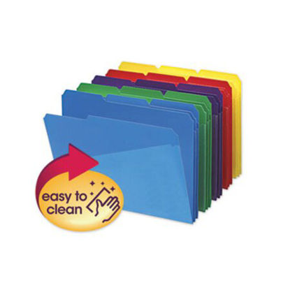 Picture of Poly Colored File Folders with Slash Pocket, 1/3-Cut Tabs, Letter Size, Assorted, 30/BoxSMD-10540