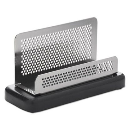 Picture of Distinctions Business Card Holder, Holds 50 2.25 x 4 Cards, 4.75 x 1.88 x 2.63, Metal/BlackROL-E23578