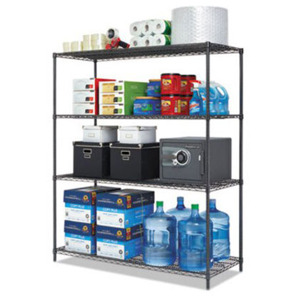 Picture of All-Purpose Wire Shelving Starter Kit, 4-Shelf, 60 x 24 x 72, Black Anthracite PlusALE-SW206024BA