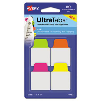 Picture of Ultra Tabs Repositionable Mini Tabs, 1/5-Cut Tabs, Assorted Neon, 1" Wide, 80/PackAVE-74762