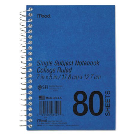 Picture of DuraPress Cover Notebook, 1 Subject, Medium/College Rule, Blue Cover, 7 x 5, 80 SheetsMEA-06542