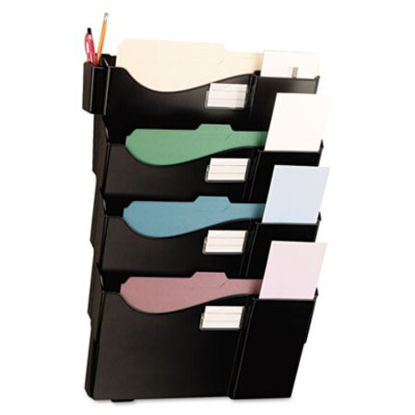 Picture of Grande Central Filing System, Four Pocket, Wall Mount, Plastic, BlackUNV-08137
