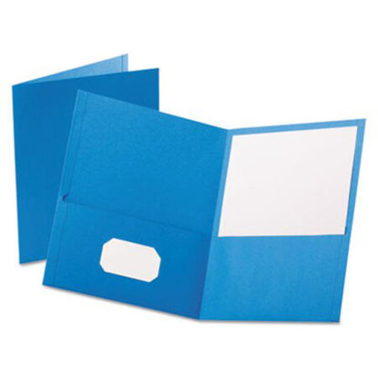 Picture of Twin-Pocket Folder, Embossed Leather Grain Paper, Light Blue, 25/BoxOXF-57501