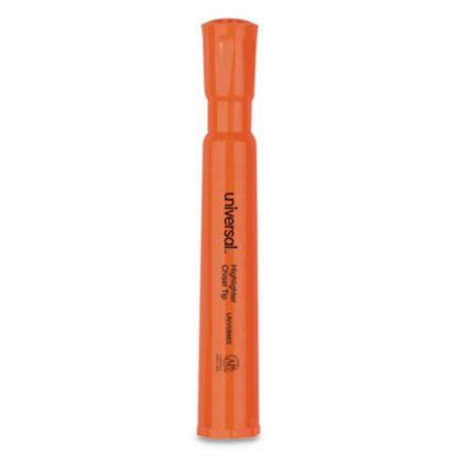 Picture of Desk Highlighters, Fluorescent Orange Ink, Chisel Tip, Orange Barrel, DozenUNV-08863