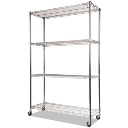 Picture of NSF Certified 4-Shelf Wire Shelving Kit with Casters, 48w x 18d x 72h, SilverALE-SW604818SR