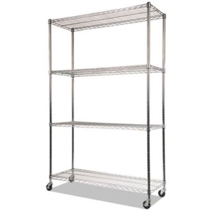 Picture of NSF Certified 4-Shelf Wire Shelving Kit with Casters, 48w x 18d x 72h, SilverALE-SW604818SR
