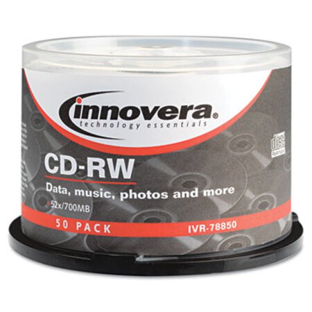 Picture of CD-RW Discs, Rewritable, 700MB/80min, 12x, Spindle, Silver, 50/PackIVR-78850