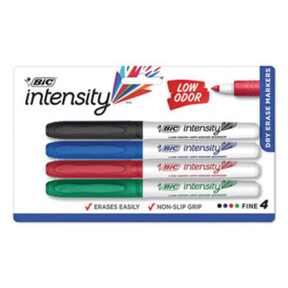 Picture of Intensity Low Odor Fine Point Dry Erase Marker, Fine Bullet Tip, Assorted Colors, 4/SetBIC-GDEP41ASST
