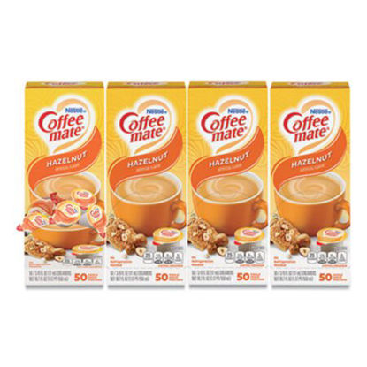Picture of Liquid Coffee Creamer, Hazelnut, 0.38 oz Mini Cups, 50/Box, 4 Boxes/Carton, 200 Total/CartonNES-35180CT