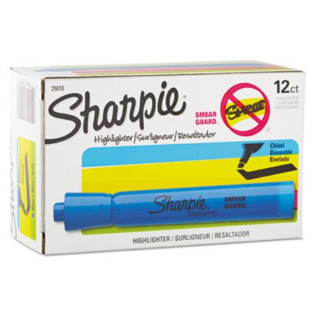 Picture of Tank Style Highlighters, Blue Ink, Chisel Tip, Blue Barrel, DozenSAN-25010