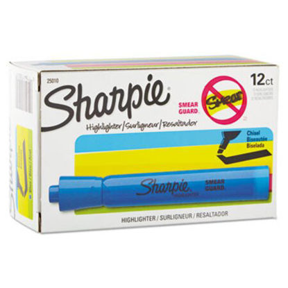 Picture of Tank Style Highlighters, Blue Ink, Chisel Tip, Blue Barrel, DozenSAN-25010